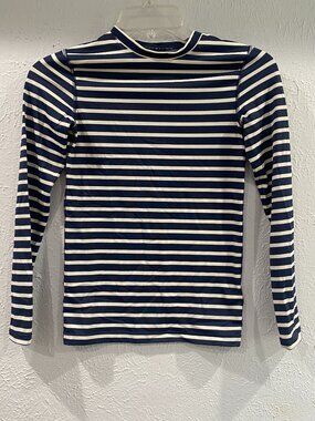 Crewcuts, girl's size 12, navy/white striped long sleeve rash guard. EUC.